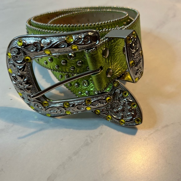 Studded Leather Rhinestone Green - Picture 6 of 11